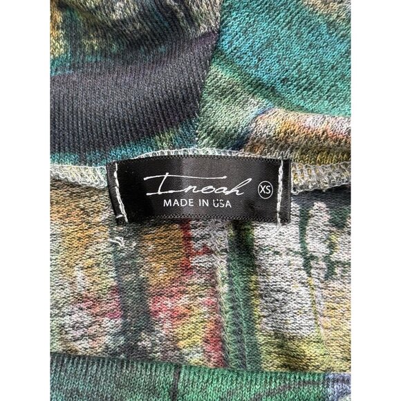 Inoah Abstract Poncho Top With Cowl Neckline Art to Wear Womens Size XS - Picture 4 of 8